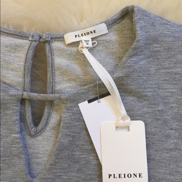 Pleione Eyelet Trim Gray Sweatshirt - Picture 5 of 7